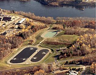 Aerial view of the Veazie Sanitary District lagoon system.
